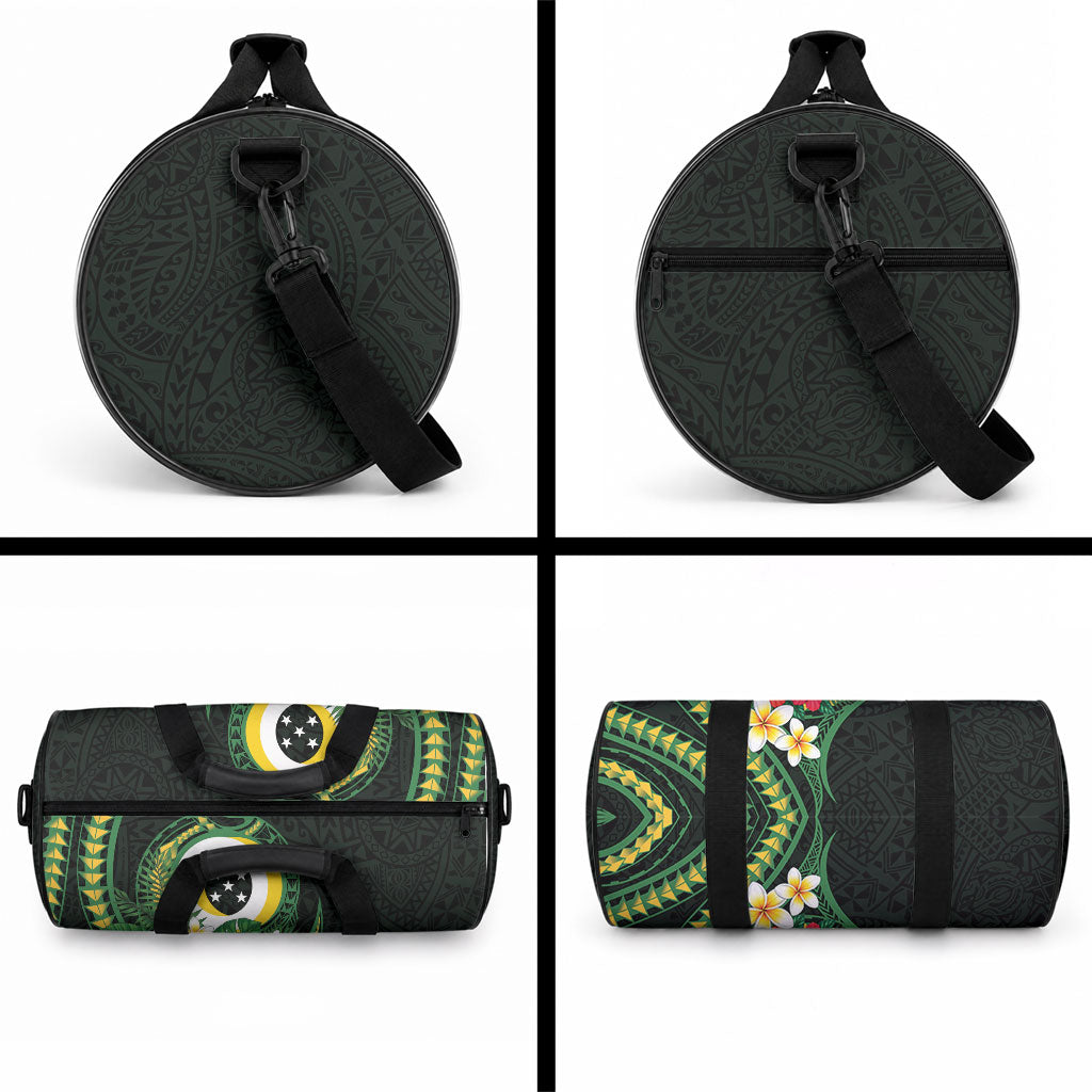 Solomon Islands Western Province Duffle Bag Polynesian Pattern With Tropical Flowers LT05 - Polynesian Pride