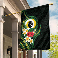 Solomon Islands Western Province Garden Flag Polynesian Pattern With Tropical Flowers LT05 House Flag Green - Polynesian Pride