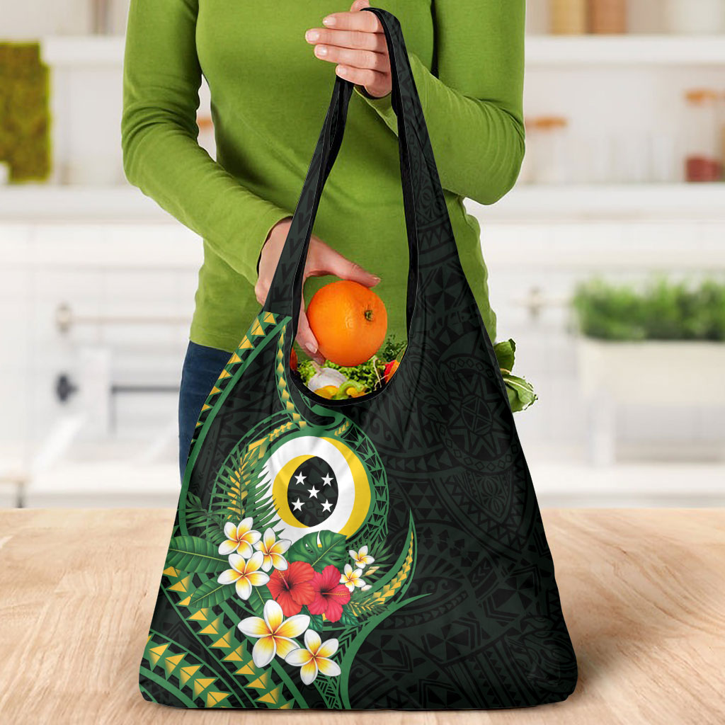 Solomon Islands Western Province Grocery Bag Polynesian Pattern With Tropical Flowers LT05 - Polynesian Pride