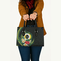 Solomon Islands Western Province Leather Bag Polynesian Pattern With Tropical Flowers LT05 - Polynesian Pride