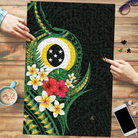 Solomon Islands Western Province Puzzle Polynesian Pattern With Tropical Flowers LT05 Green - Polynesian Pride