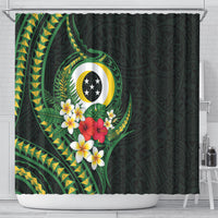 Solomon Islands Western Province Shower Curtain Polynesian Pattern With Tropical Flowers LT05 - Polynesian Pride
