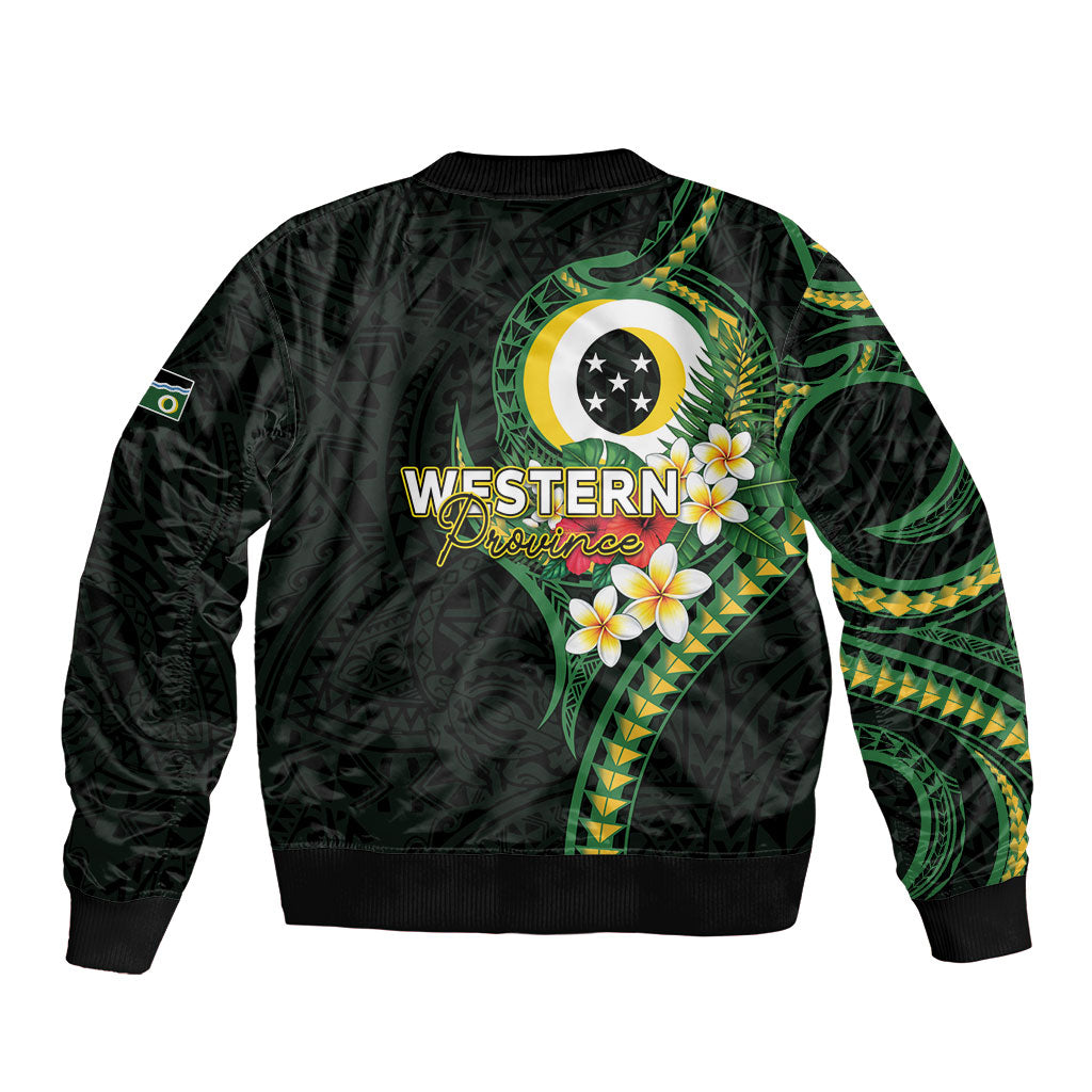 Solomon Islands Western Province Sleeve Zip Bomber Jacket Polynesian Pattern With Tropical Flowers LT05 - Polynesian Pride