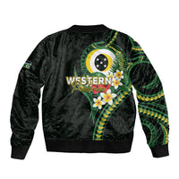 Solomon Islands Western Province Sleeve Zip Bomber Jacket Polynesian Pattern With Tropical Flowers LT05 - Polynesian Pride