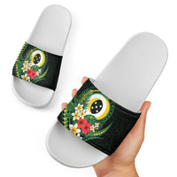 Solomon Islands Western Province Slide Sandals Polynesian Pattern With Tropical Flowers LT05 - Polynesian Pride