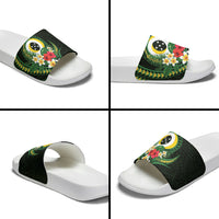 Solomon Islands Western Province Slide Sandals Polynesian Pattern With Tropical Flowers LT05 - Polynesian Pride
