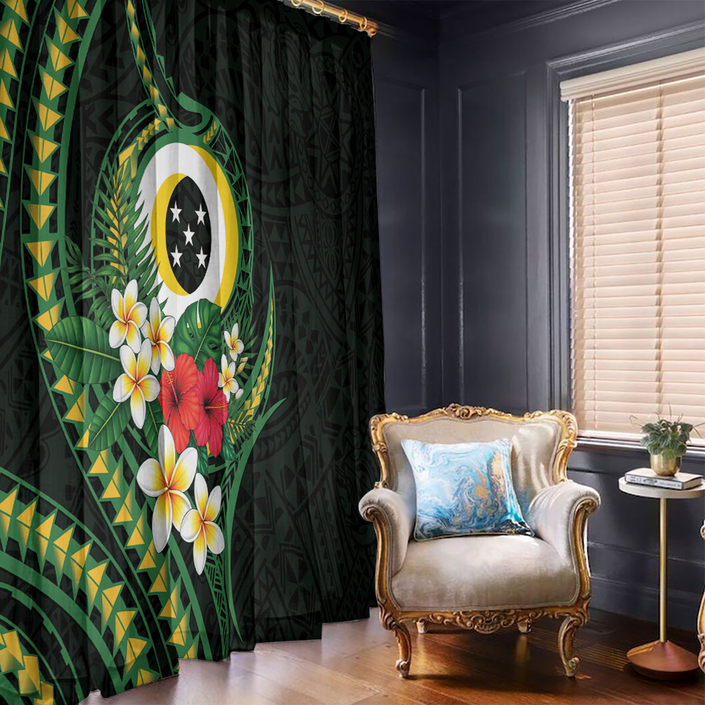 Solomon Islands Western Province Window Curtain Polynesian Pattern With Tropical Flowers LT05 - Polynesian Pride