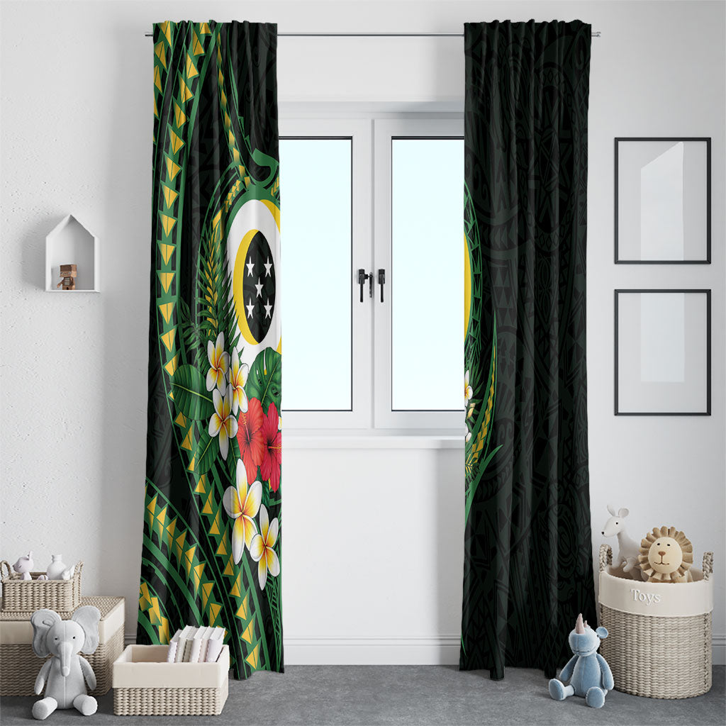 Solomon Islands Western Province Window Curtain Polynesian Pattern With Tropical Flowers LT05 - Polynesian Pride