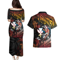 Hawaii And Japan Couples Matching Puletasi and Hawaiian Shirt Koi Fish With Kanaka Maoli LT05 - Polynesian Pride