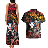 Hawaii And Japan Couples Matching Tank Maxi Dress and Hawaiian Shirt Koi Fish With Kanaka Maoli LT05 - Polynesian Pride