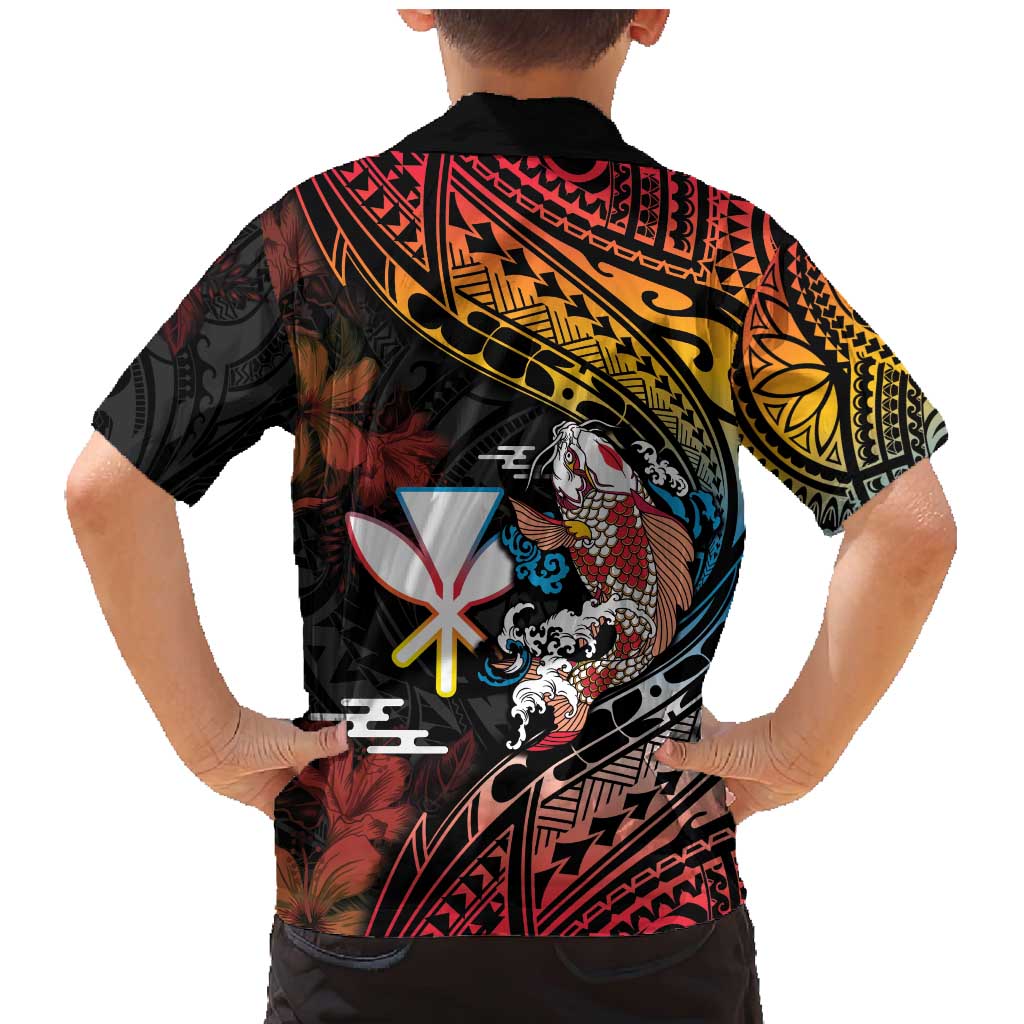 Hawaii And Japan Family Matching Mermaid Dress and Hawaiian Shirt Koi Fish With Kanaka Maoli LT05 - Polynesian Pride