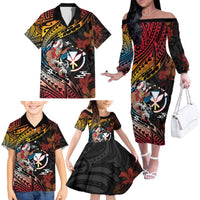 Hawaii And Japan Family Matching Off The Shoulder Long Sleeve Dress and Hawaiian Shirt Koi Fish With Kanaka Maoli LT05 - Polynesian Pride