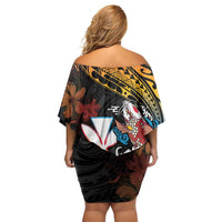 Hawaii And Japan Family Matching Off Shoulder Short Dress and Hawaiian Shirt Koi Fish With Kanaka Maoli LT05 - Polynesian Pride