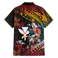 Hawaii And Japan Family Matching Short Sleeve Bodycon Dress and Hawaiian Shirt Koi Fish With Kanaka Maoli LT05 - Polynesian Pride