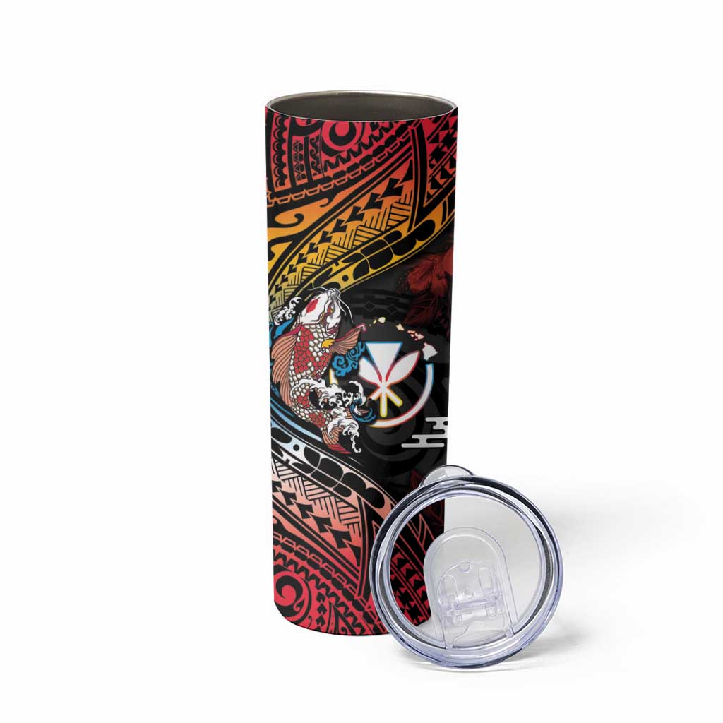 Hawaii And Japan Skinny Tumbler Koi Fish With Kanaka Maoli LT05 - Polynesian Pride
