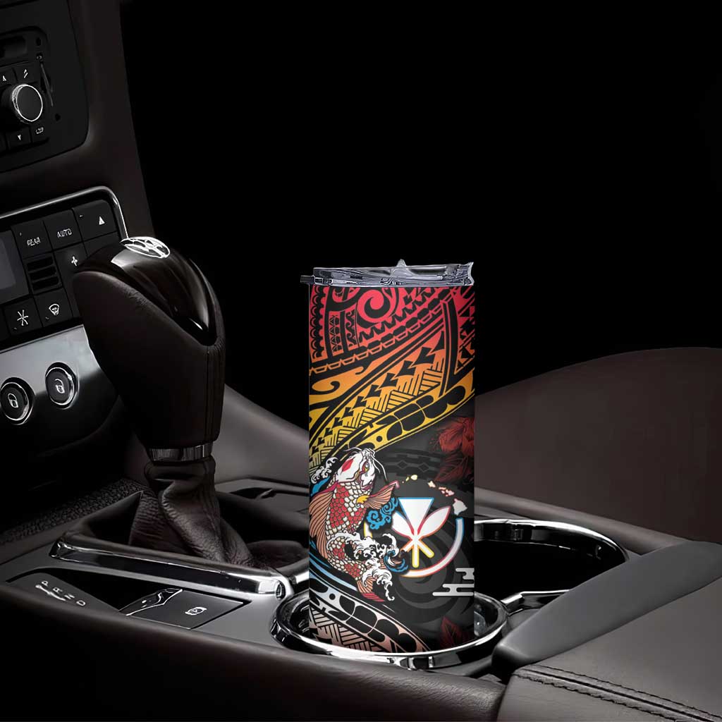 Hawaii And Japan Skinny Tumbler Koi Fish With Kanaka Maoli LT05 - Polynesian Pride