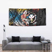 Hawaii And Japan Tapestry Koi Fish With Kanaka Maoli LT05 - Polynesian Pride