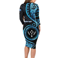 Personalised Kosrae Constitution Day Family Matching Long Sleeve Bodycon Dress and Hawaiian Shirt Ocean Floral Pattern LT05 - Polynesian Pride
