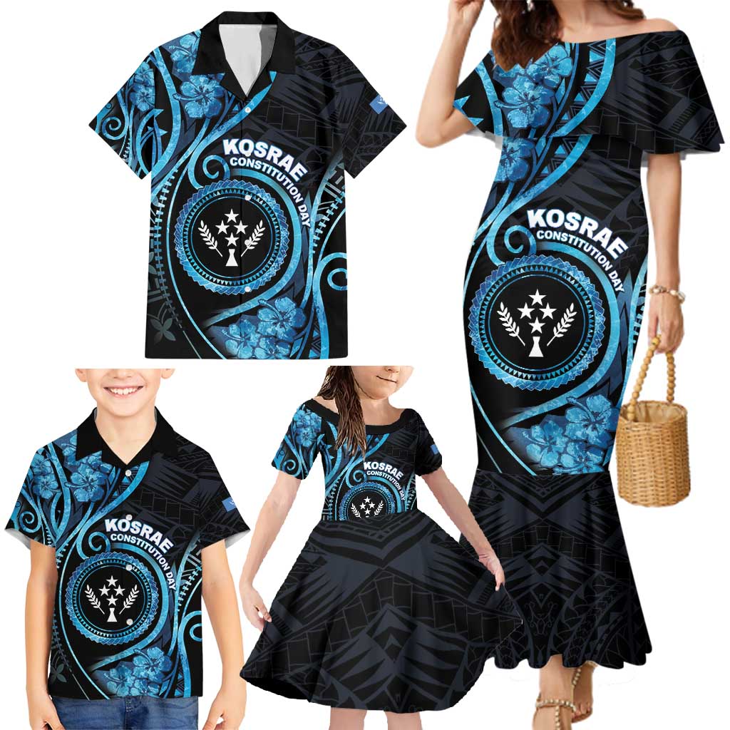 Personalised Kosrae Constitution Day Family Matching Mermaid Dress and Hawaiian Shirt Ocean Floral Pattern LT05 - Polynesian Pride