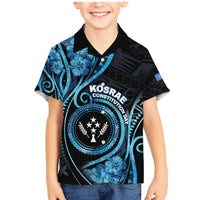 Personalised Kosrae Constitution Day Family Matching Mermaid Dress and Hawaiian Shirt Ocean Floral Pattern LT05 Son's Shirt Black - Polynesian Pride