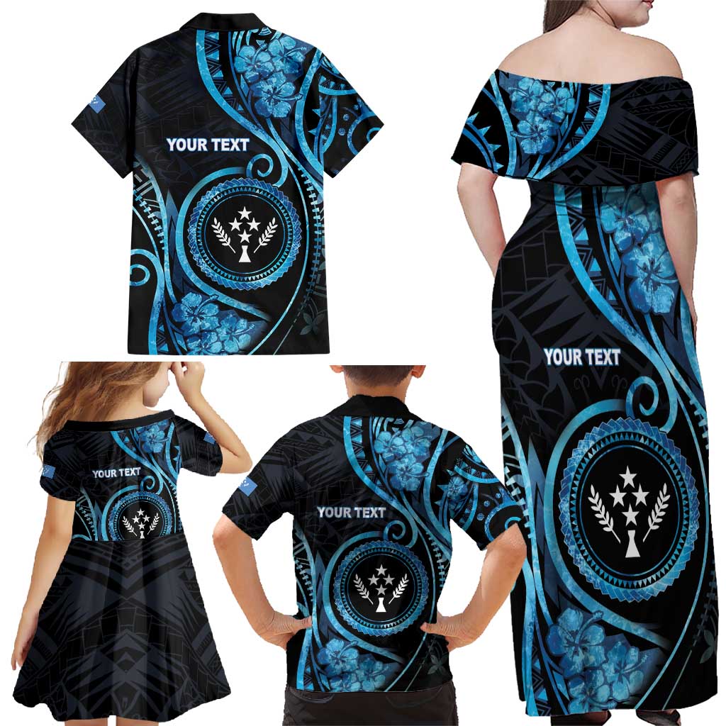 Personalised Kosrae Constitution Day Family Matching Off Shoulder Maxi Dress and Hawaiian Shirt Ocean Floral Pattern LT05 - Polynesian Pride