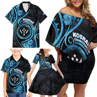 Personalised Kosrae Constitution Day Family Matching Off Shoulder Short Dress and Hawaiian Shirt Ocean Floral Pattern LT05 - Polynesian Pride