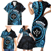 Personalised Kosrae Constitution Day Family Matching Short Sleeve Bodycon Dress and Hawaiian Shirt Ocean Floral Pattern LT05 - Polynesian Pride