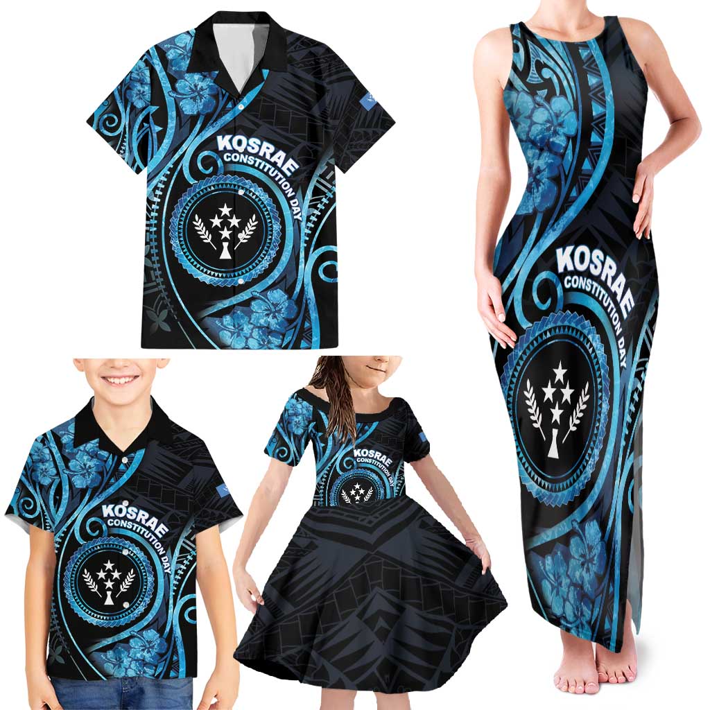 Personalised Kosrae Constitution Day Family Matching Tank Maxi Dress and Hawaiian Shirt Ocean Floral Pattern LT05 - Polynesian Pride