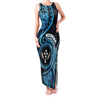 Personalised Kosrae Constitution Day Family Matching Tank Maxi Dress and Hawaiian Shirt Ocean Floral Pattern LT05 Mom's Dress Black - Polynesian Pride