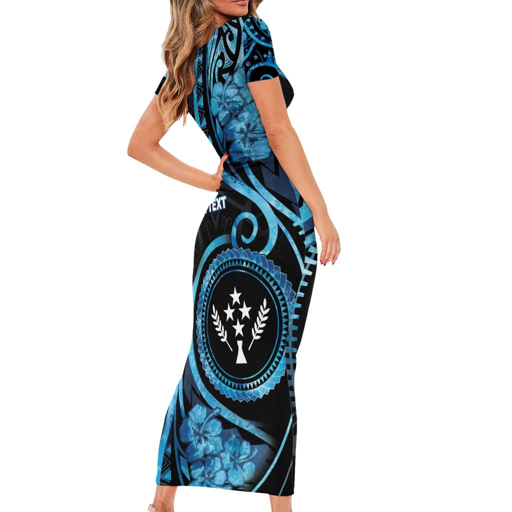 Personalised Kosrae Constitution Day Short Sleeve Bodycon Dress Ocean Floral Pattern LT05 - Polynesian Pride
