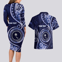 Personalised FSM Chuuk Couples Matching Long Sleeve Bodycon Dress and Hawaiian Shirt Ocean Floral Pattern LT05 - Polynesian Pride