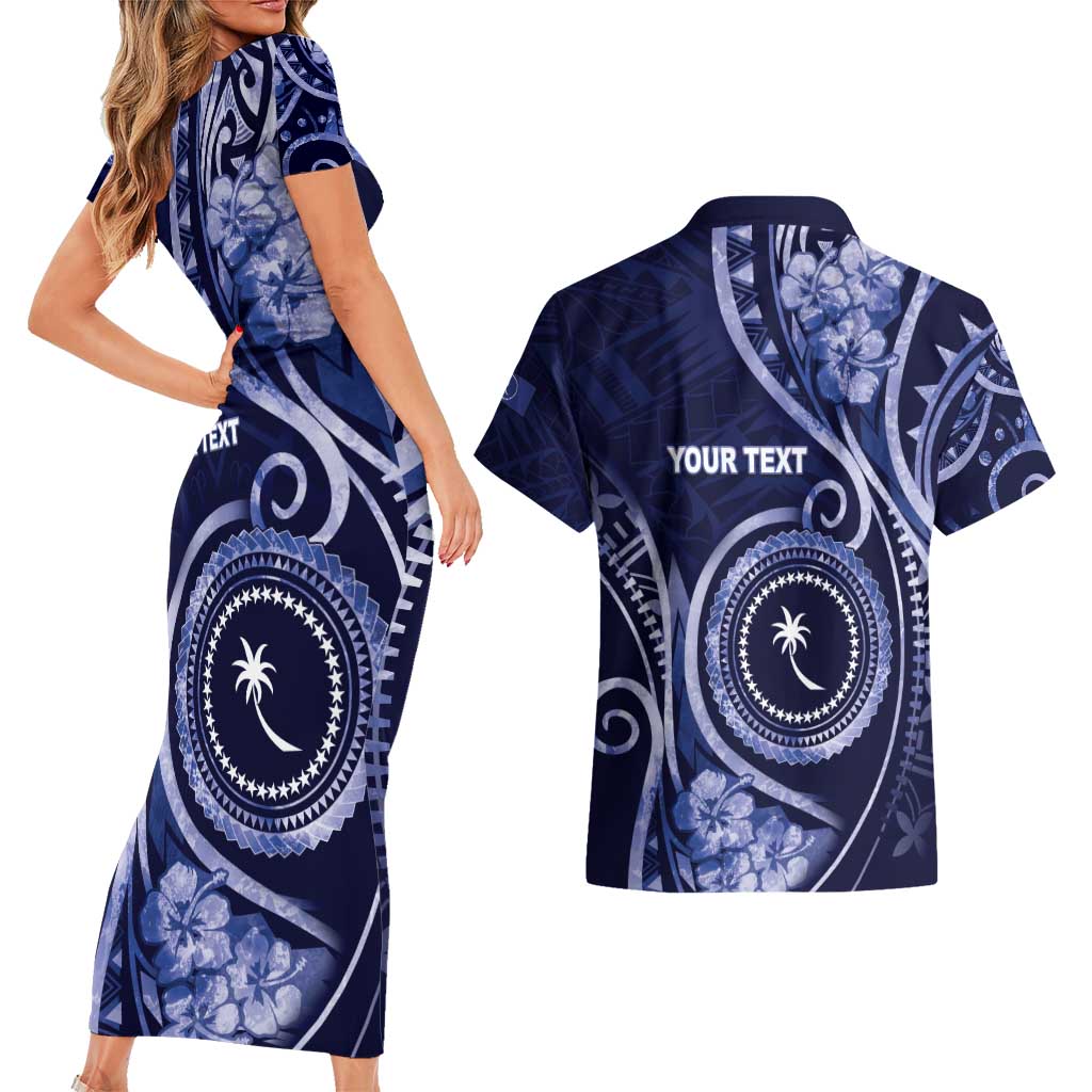 Personalised FSM Chuuk Couples Matching Short Sleeve Bodycon Dress and Hawaiian Shirt Ocean Floral Pattern LT05 - Polynesian Pride