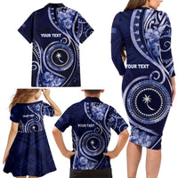 Personalised FSM Chuuk Family Matching Long Sleeve Bodycon Dress and Hawaiian Shirt Ocean Floral Pattern LT05 - Polynesian Pride