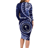 Personalised FSM Chuuk Family Matching Long Sleeve Bodycon Dress and Hawaiian Shirt Ocean Floral Pattern LT05 - Polynesian Pride