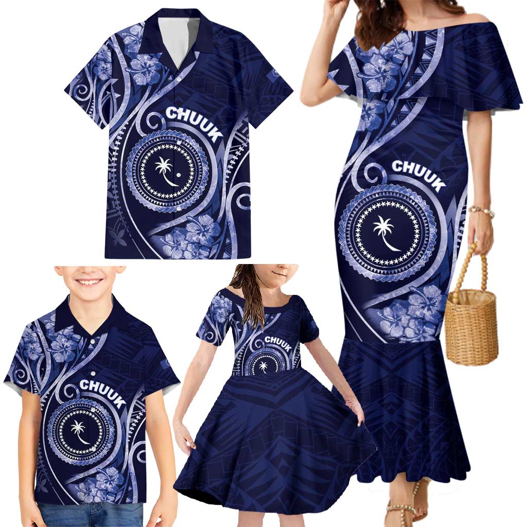 Personalised FSM Chuuk Family Matching Mermaid Dress and Hawaiian Shirt Ocean Floral Pattern LT05 - Polynesian Pride