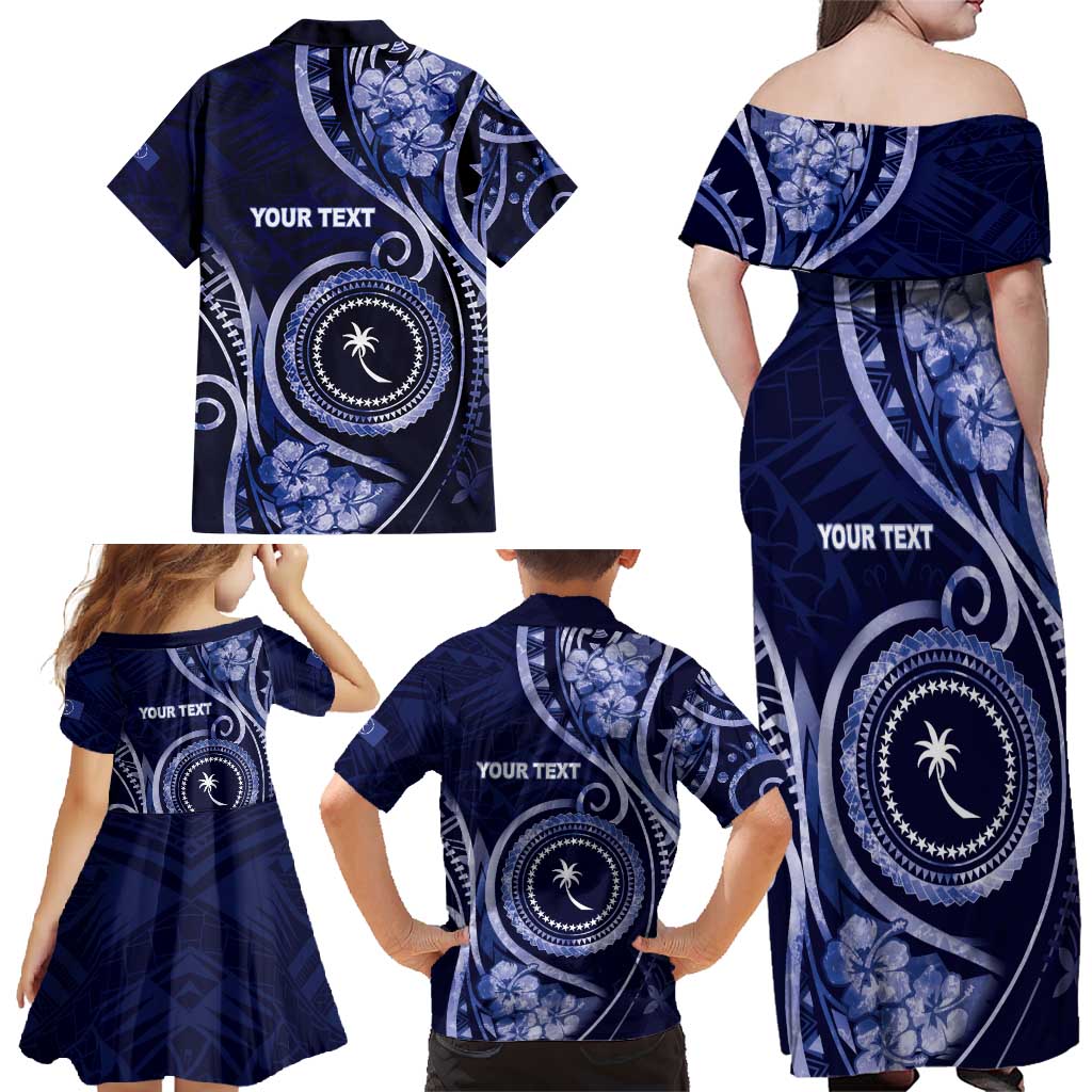 Personalised FSM Chuuk Family Matching Off Shoulder Maxi Dress and Hawaiian Shirt Ocean Floral Pattern LT05 - Polynesian Pride