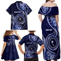Personalised FSM Chuuk Family Matching Off Shoulder Maxi Dress and Hawaiian Shirt Ocean Floral Pattern LT05 - Polynesian Pride