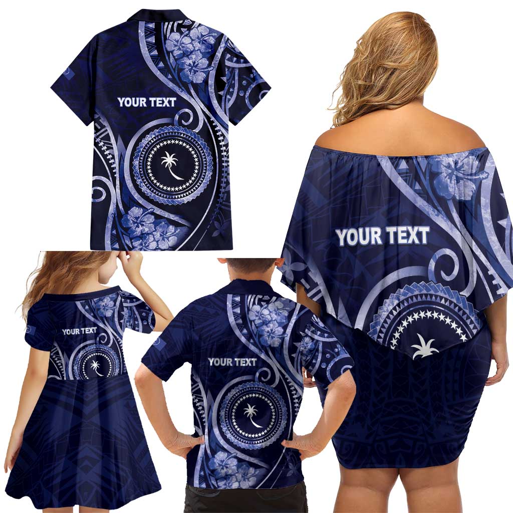 Personalised FSM Chuuk Family Matching Off Shoulder Short Dress and Hawaiian Shirt Ocean Floral Pattern LT05 - Polynesian Pride