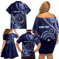 Personalised FSM Chuuk Family Matching Off Shoulder Short Dress and Hawaiian Shirt Ocean Floral Pattern LT05 - Polynesian Pride