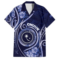 Personalised FSM Chuuk Family Matching Short Sleeve Bodycon Dress and Hawaiian Shirt Ocean Floral Pattern LT05 Dad's Shirt - Short Sleeve Navy - Polynesian Pride