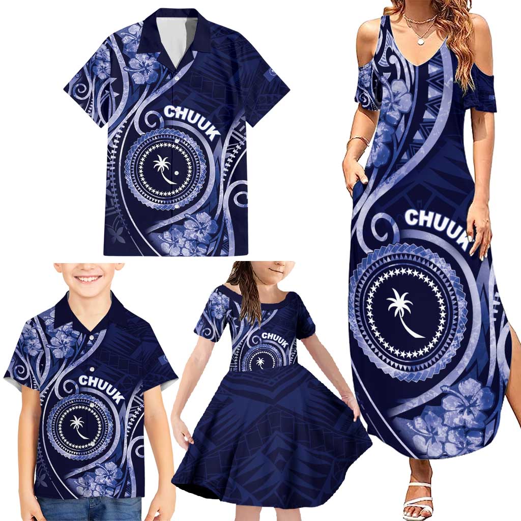Personalised FSM Chuuk Family Matching Summer Maxi Dress and Hawaiian Shirt Ocean Floral Pattern LT05 - Polynesian Pride