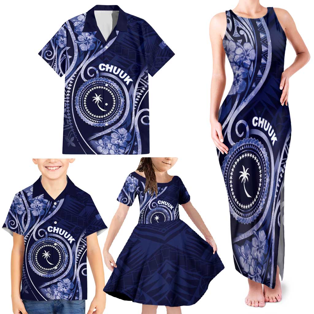 Personalised FSM Chuuk Family Matching Tank Maxi Dress and Hawaiian Shirt Ocean Floral Pattern LT05 - Polynesian Pride