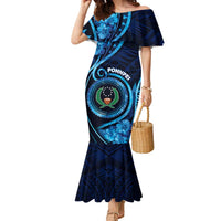 Personalised FSM Pohnpei Family Matching Mermaid Dress and Hawaiian Shirt Ocean Floral Pattern LT05 Mom's Dress Blue - Polynesian Pride