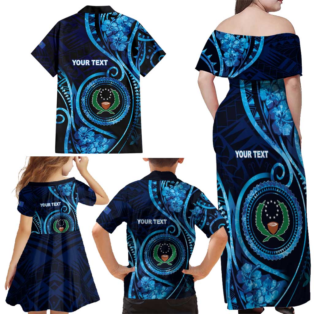 Personalised FSM Pohnpei Family Matching Off Shoulder Maxi Dress and Hawaiian Shirt Ocean Floral Pattern LT05 - Polynesian Pride