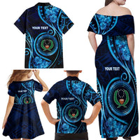 Personalised FSM Pohnpei Family Matching Off Shoulder Maxi Dress and Hawaiian Shirt Ocean Floral Pattern LT05 - Polynesian Pride