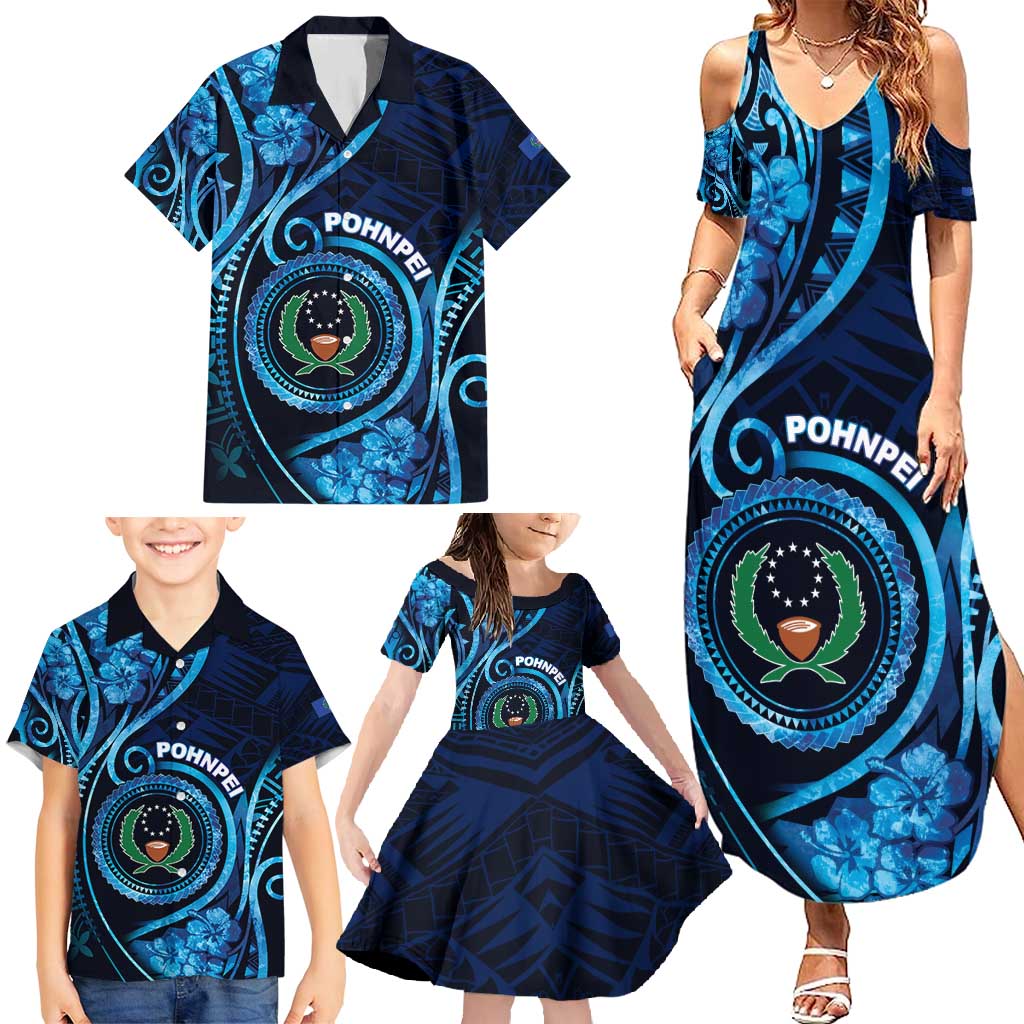 Personalised FSM Pohnpei Family Matching Summer Maxi Dress and Hawaiian Shirt Ocean Floral Pattern LT05 - Polynesian Pride