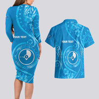 Personalised FSM Yap Couples Matching Long Sleeve Bodycon Dress and Hawaiian Shirt Ocean Floral Pattern LT05 - Polynesian Pride