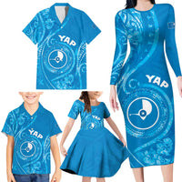 Personalised FSM Yap Family Matching Long Sleeve Bodycon Dress and Hawaiian Shirt Ocean Floral Pattern LT05 - Polynesian Pride
