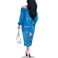 Personalised FSM Yap Family Matching Off The Shoulder Long Sleeve Dress and Hawaiian Shirt Ocean Floral Pattern LT05 - Polynesian Pride