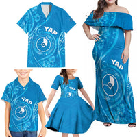 Personalised FSM Yap Family Matching Off Shoulder Maxi Dress and Hawaiian Shirt Ocean Floral Pattern LT05 - Polynesian Pride
